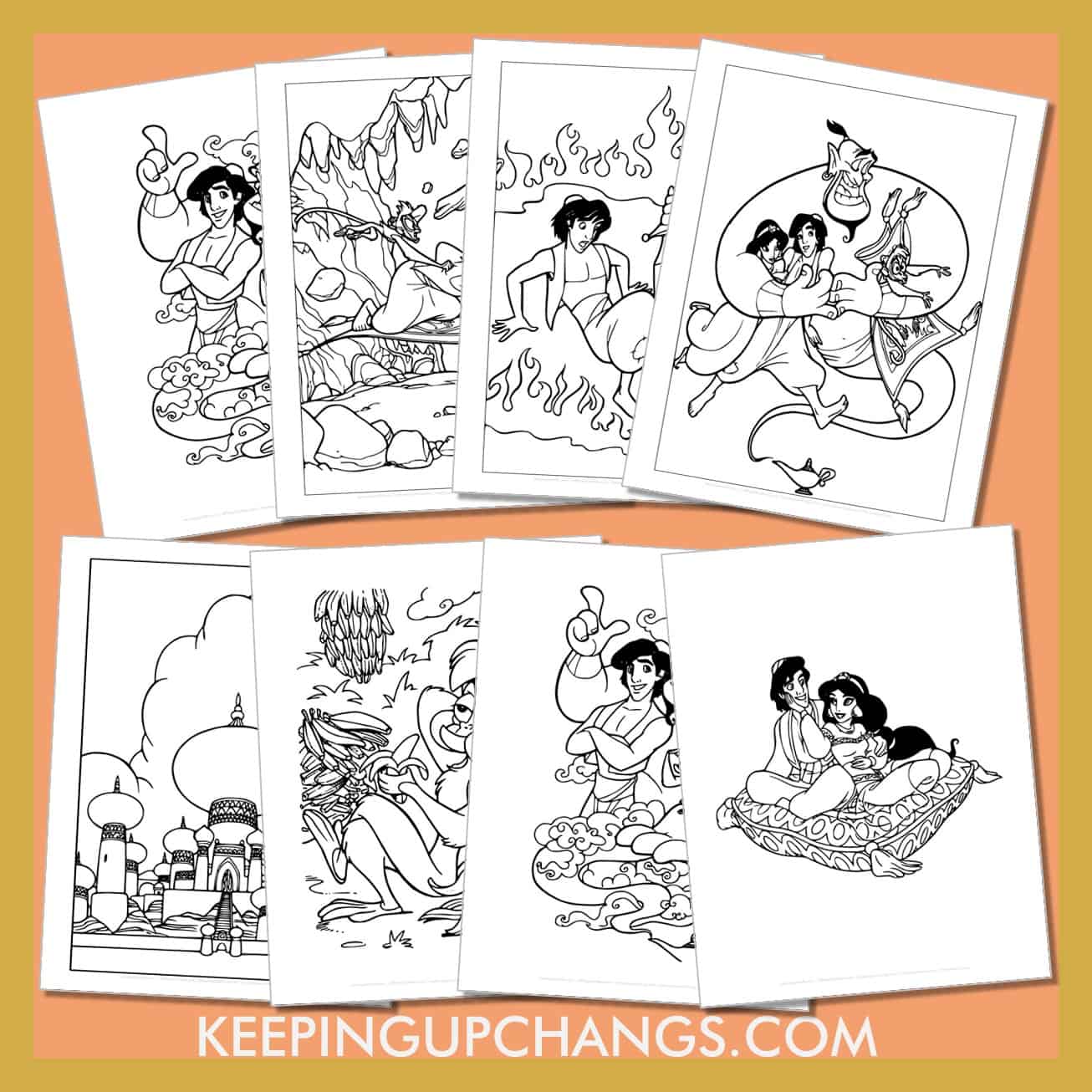 free aladdin pictures to color for toddlers, kids, adults.