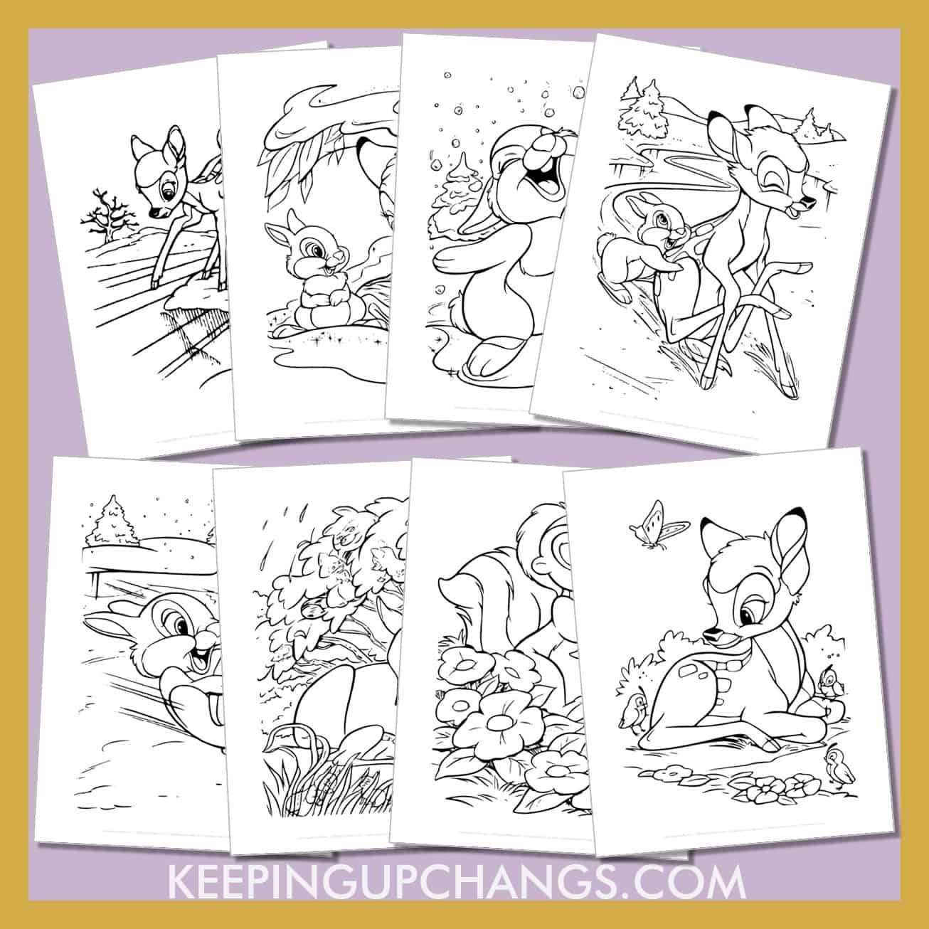 free bambi pictures to color for toddlers, kids, adults.