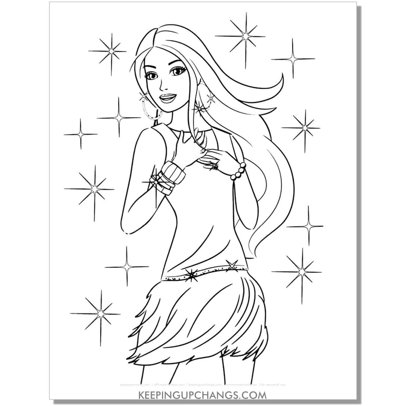 popstar barbie with paparazzi coloring page.