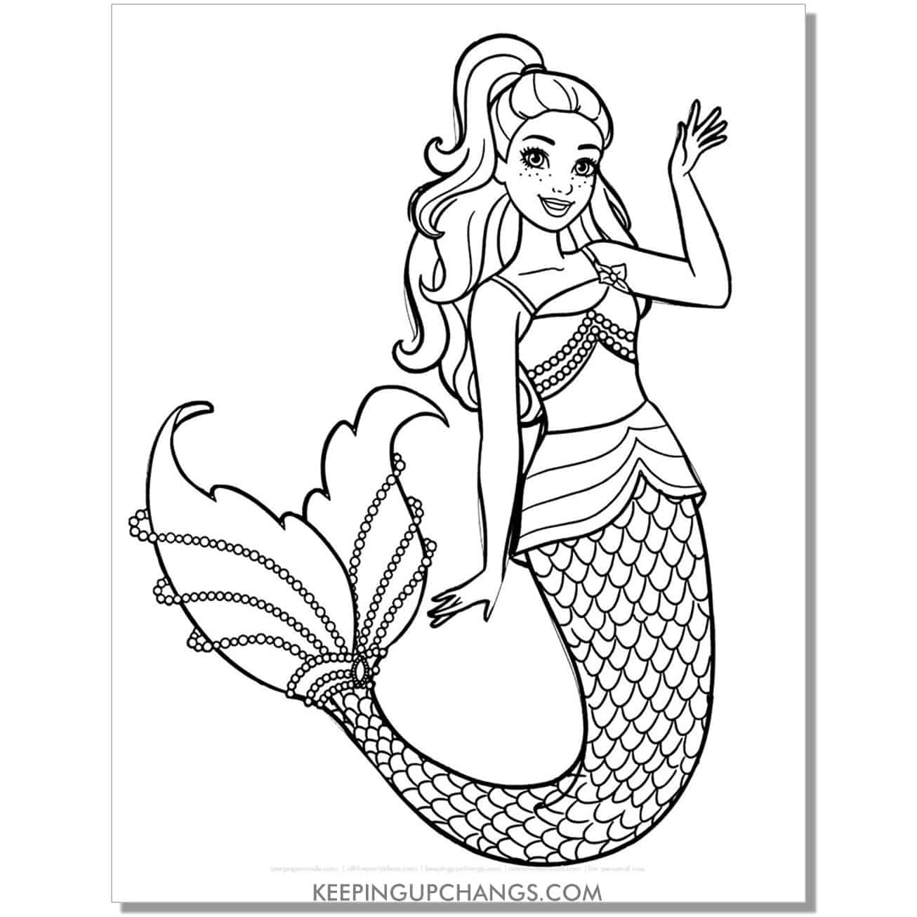 barbie mermaid with freckles coloring page.