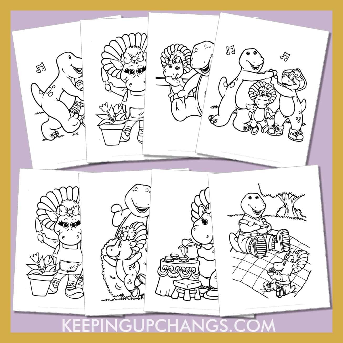 free barney pictures to color for toddlers, kids, adults.