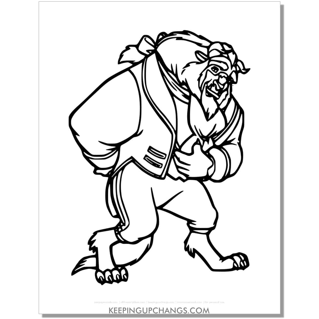 beast takes a bow coloring page, sheet.