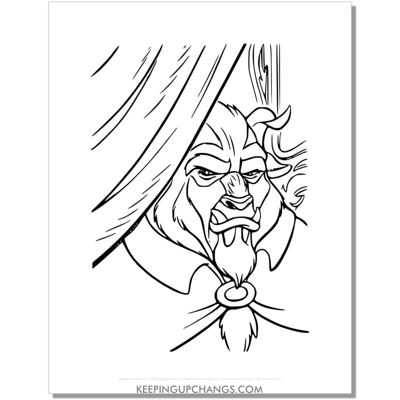 beast not happy coloring page, sheet.