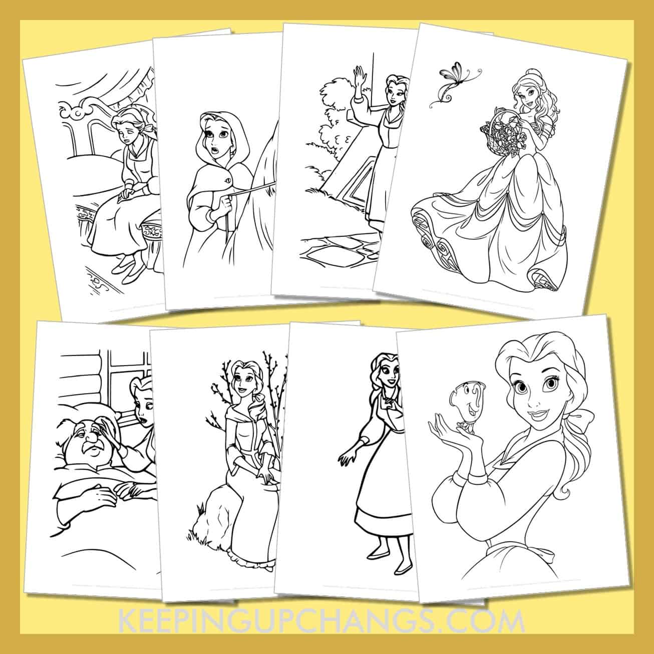 free belle pictures to color for toddlers, kids, adults.