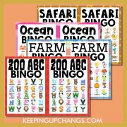 most popular free animal bingo games including 5x5, 4x4 grids.