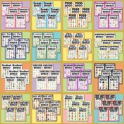 collage of free bingo game cards such as holidays, animal, summer, and other party themes.