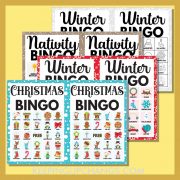 most popular free christmas bingo games including 5x5, 4x4, 3x3 grids.