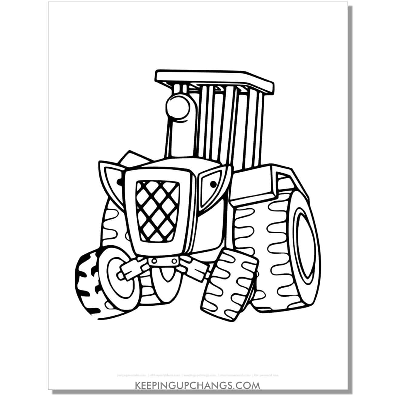 free travis the tractor coloring page, sheet.
