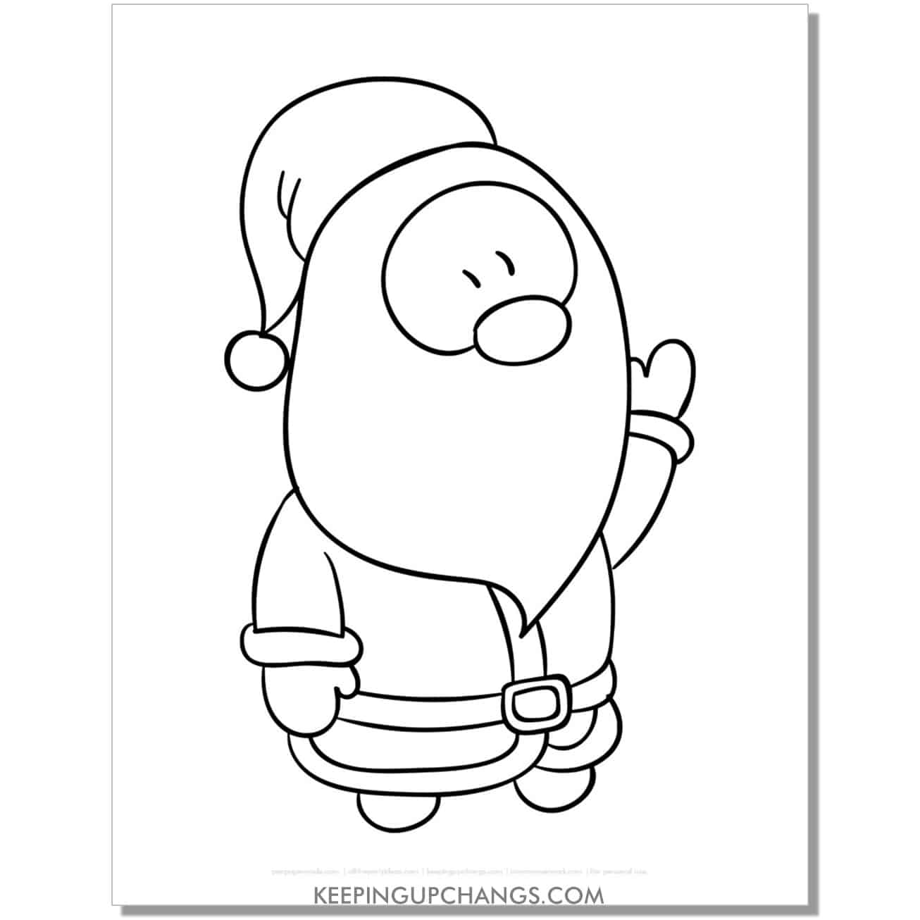 free gnome santa outline, template, cut out, coloring page.