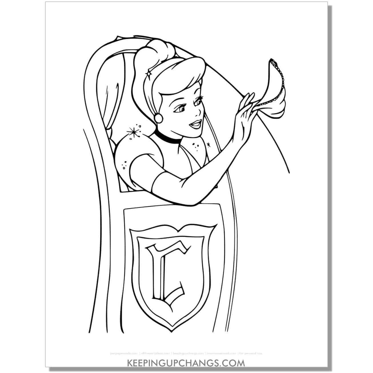 cinderella waving handkerchief from pumpkin carriage window coloring page, sheet.