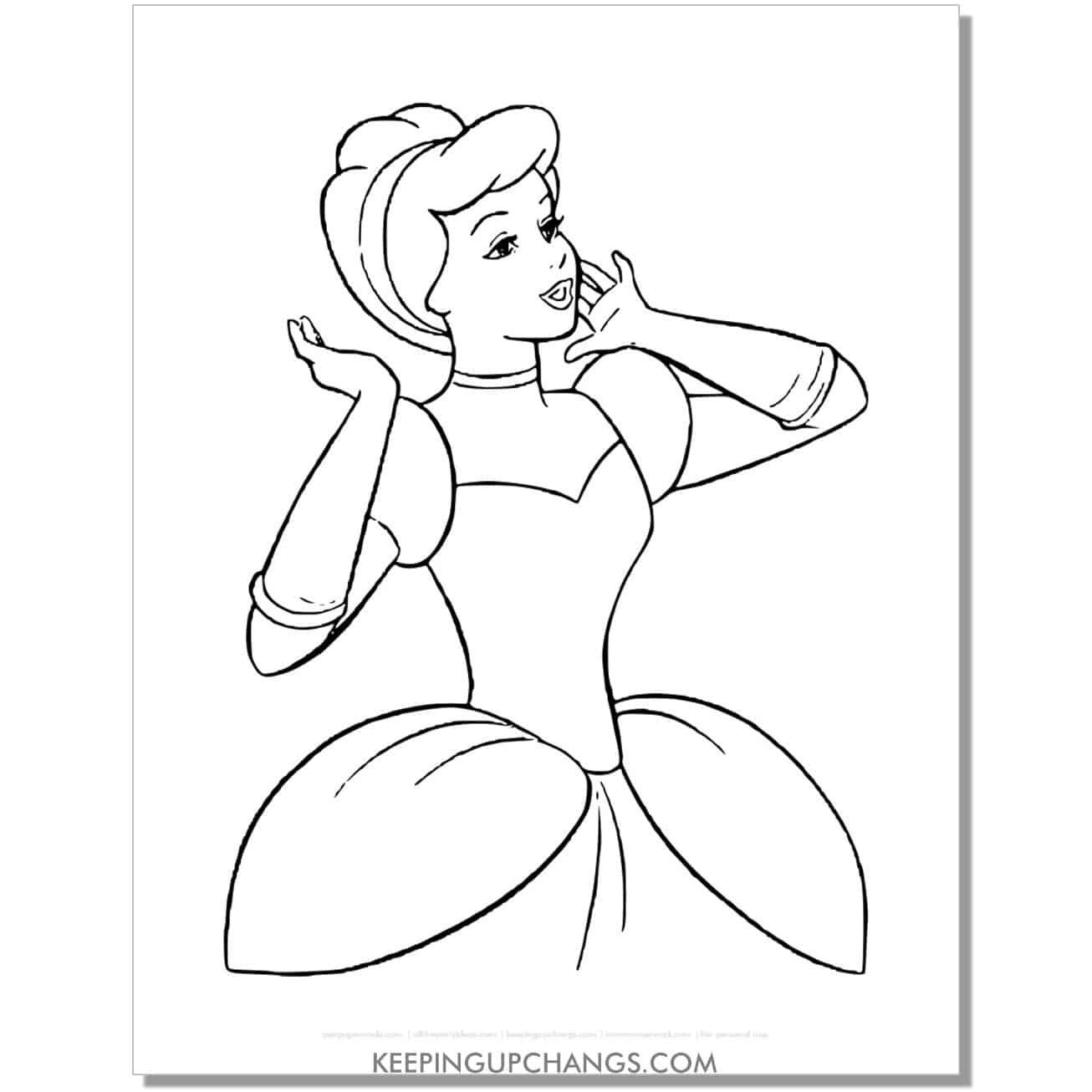 cinderella getting hair done for ball coloring page, sheet.