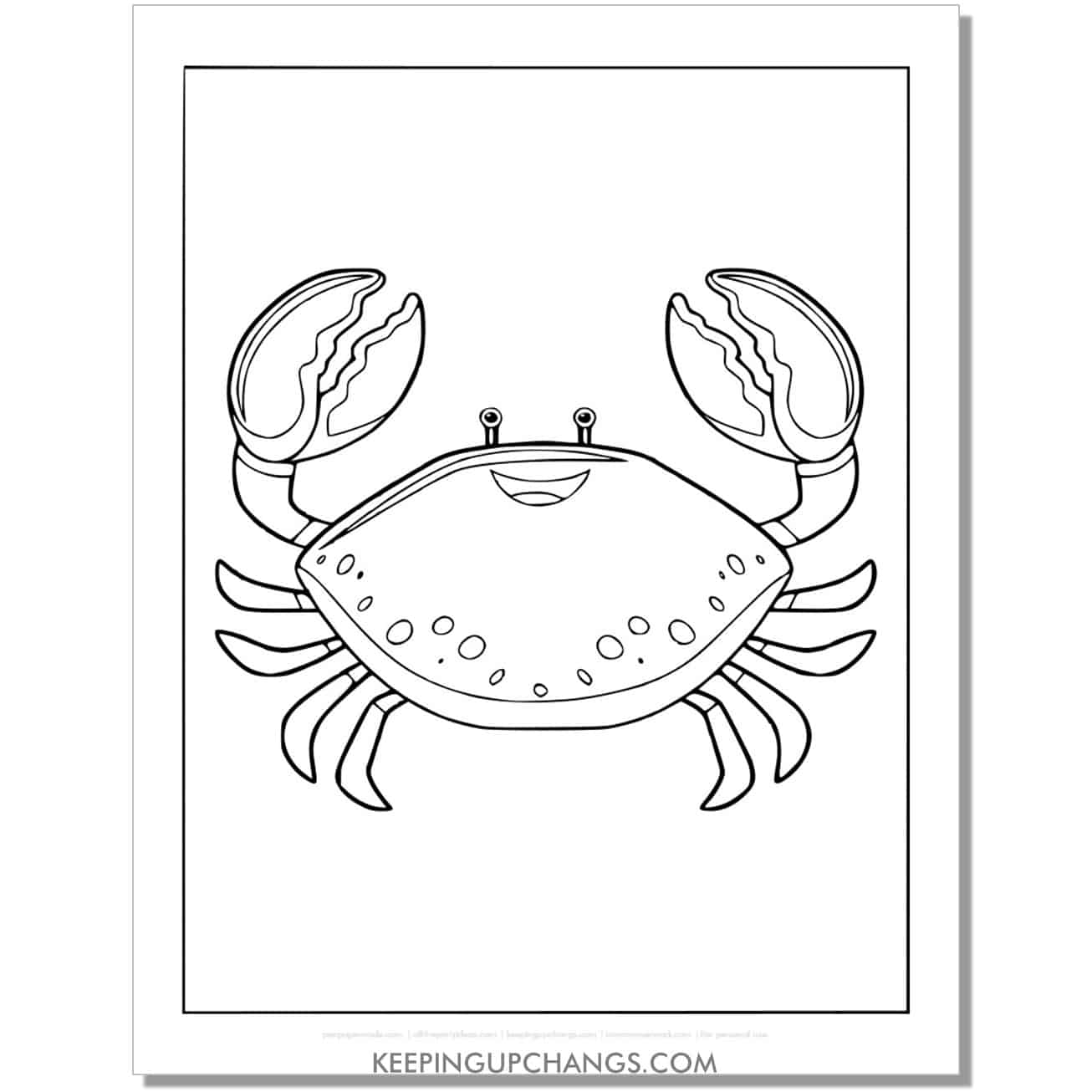 free cute crab coloring page, sheet.