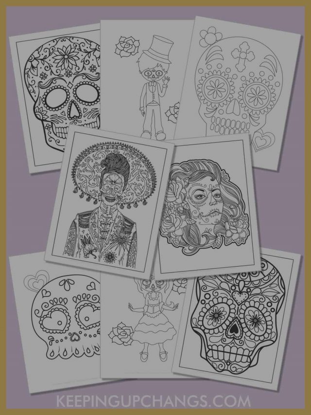 Best Free Day of the Dead Sugar Skull Coloring Pages