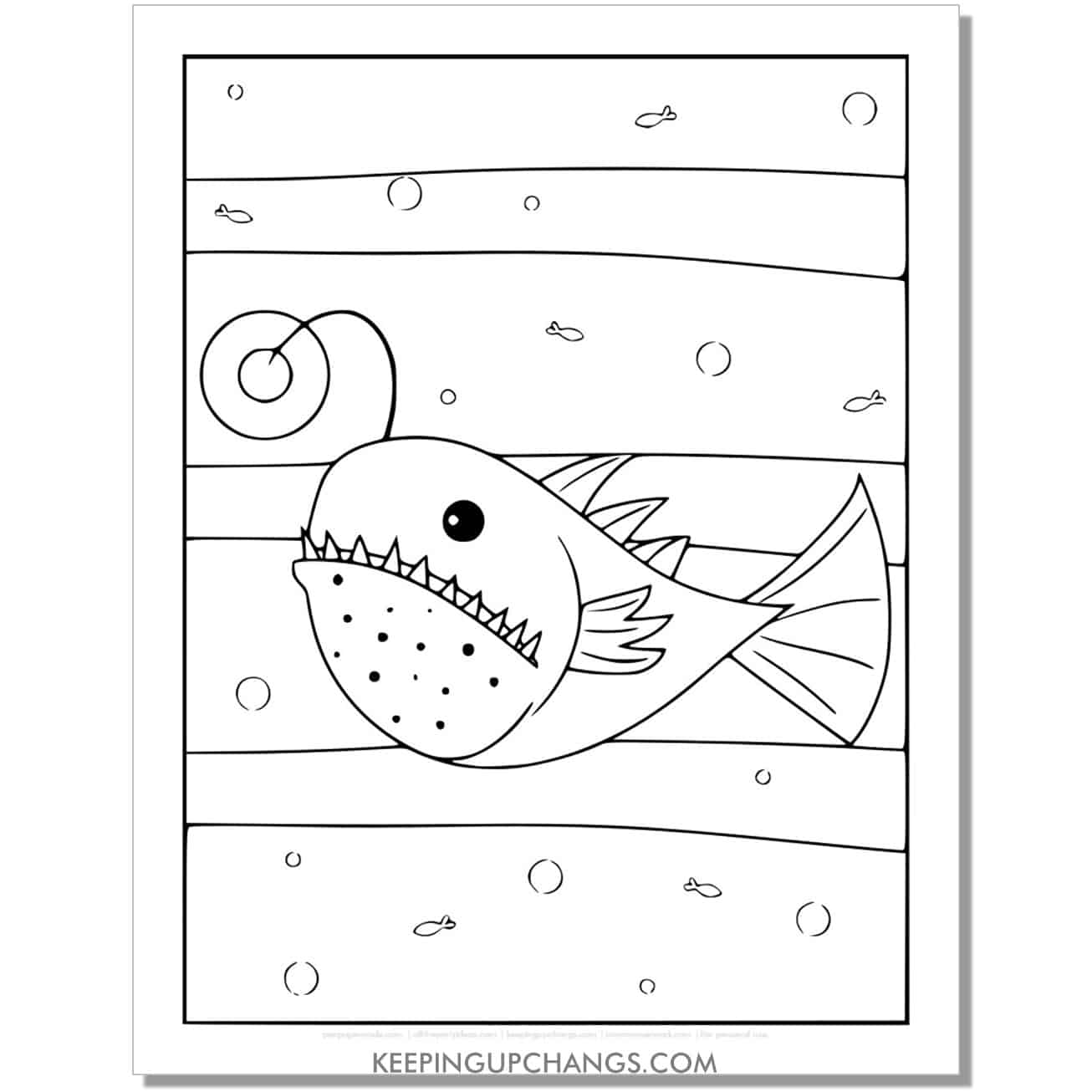 free anglerfish coloring page, sheet.