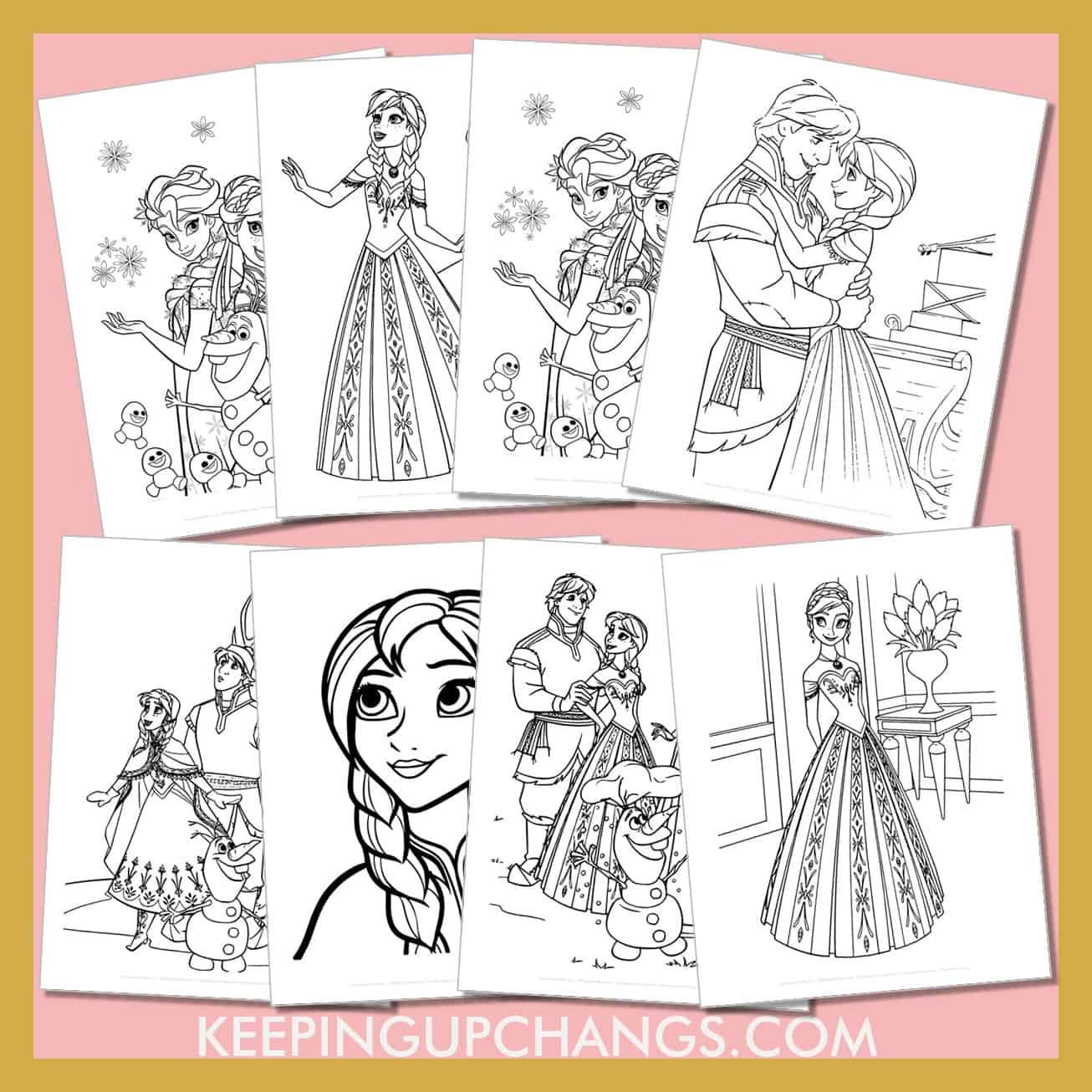 free anna frozem pictures to color for toddlers, kids, adults.
