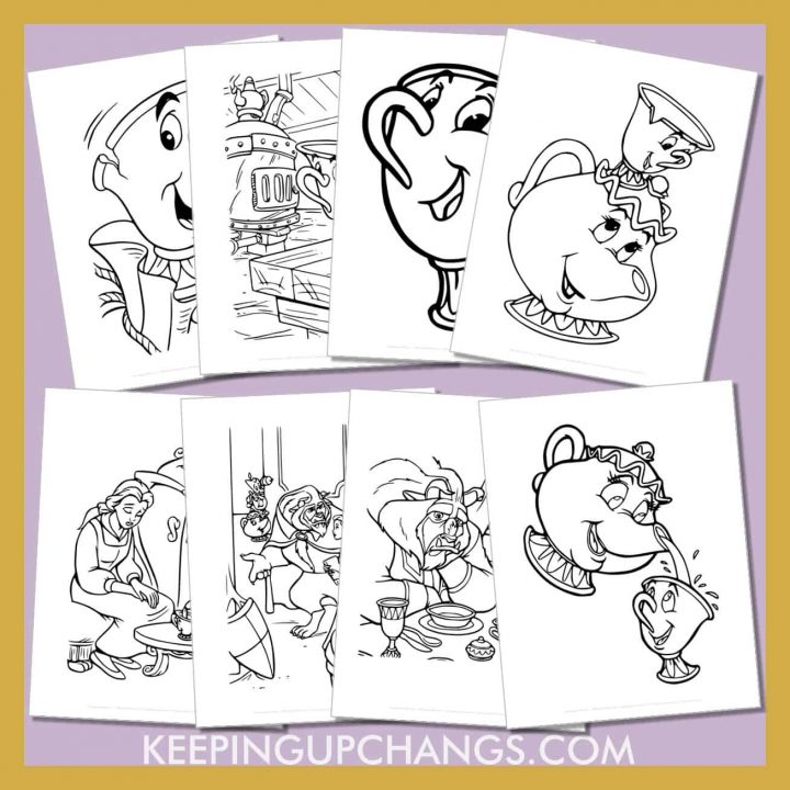 Free Mrs. Potts and Chip Coloring Pages, Sheets [POPULAR Printables!]