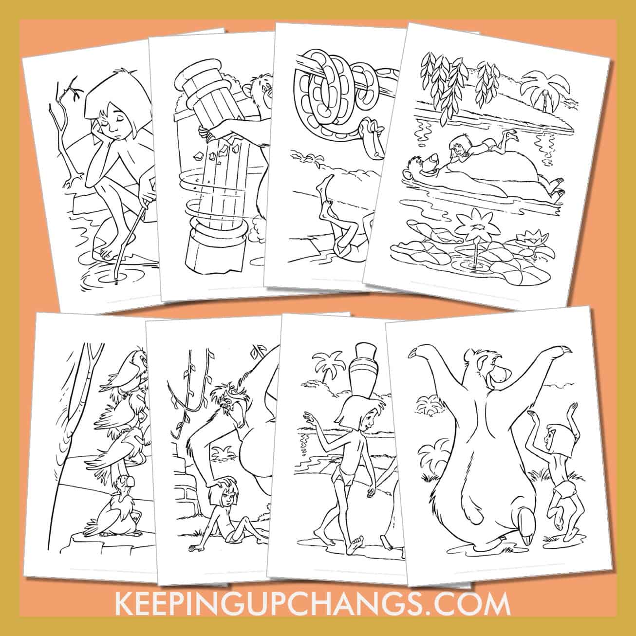 free jungle book pictures to color for toddlers, kids, adults.