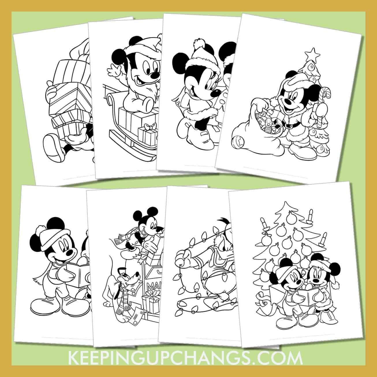 free mickey mouse christmas pictures to color for toddlers, kids, adults.