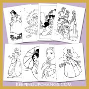 free disney princess pictures to color for toddlers, kids, adults.
