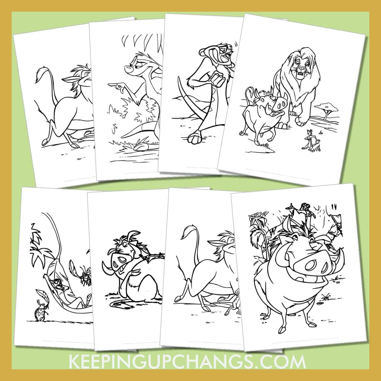 free timon, pumbaa pictures to color for toddlers, kids, adults.