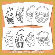 free easter basket pictures to color for toddlers, kids, adults.