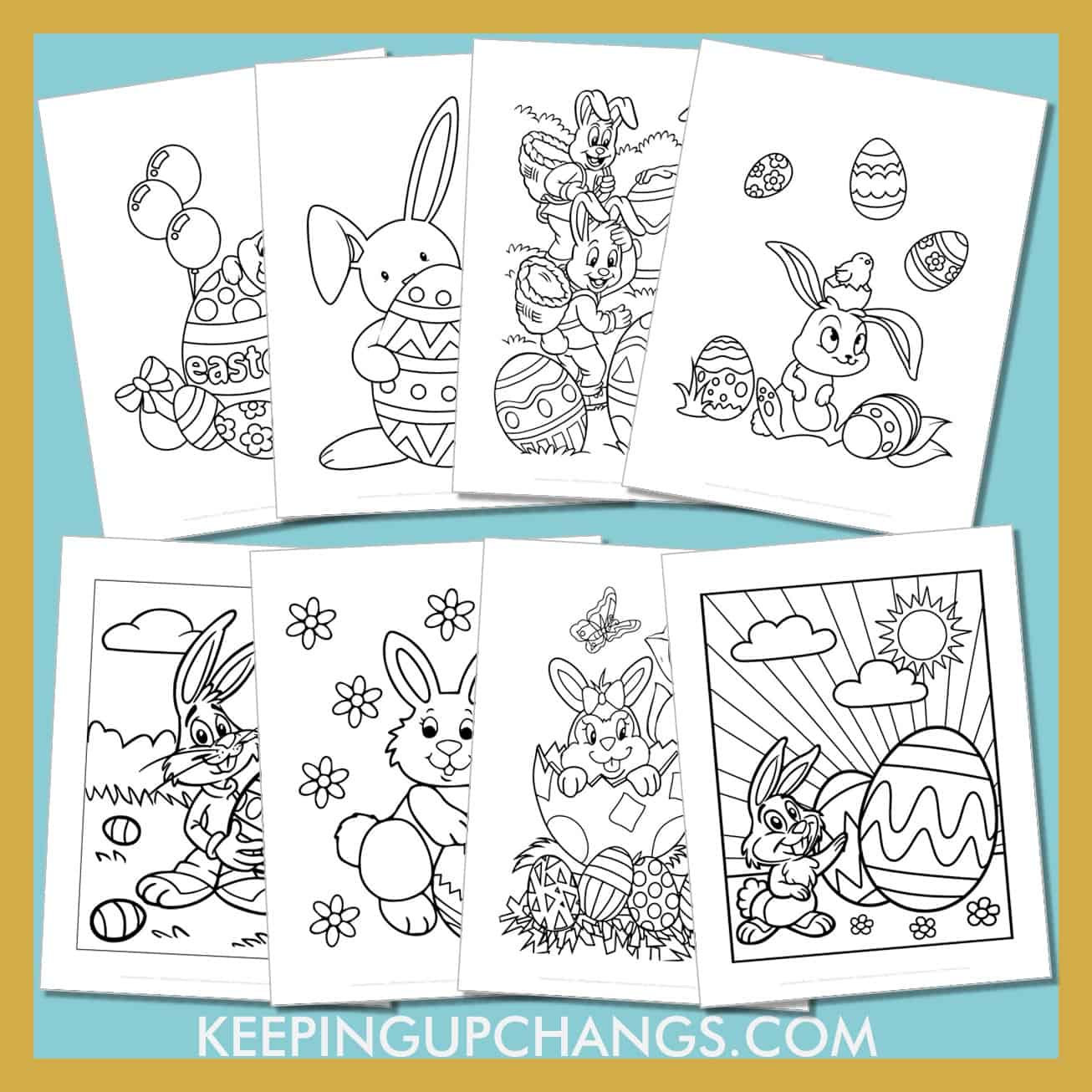 free easter bunny rabbit pictures to color for toddlers, kids, adults.