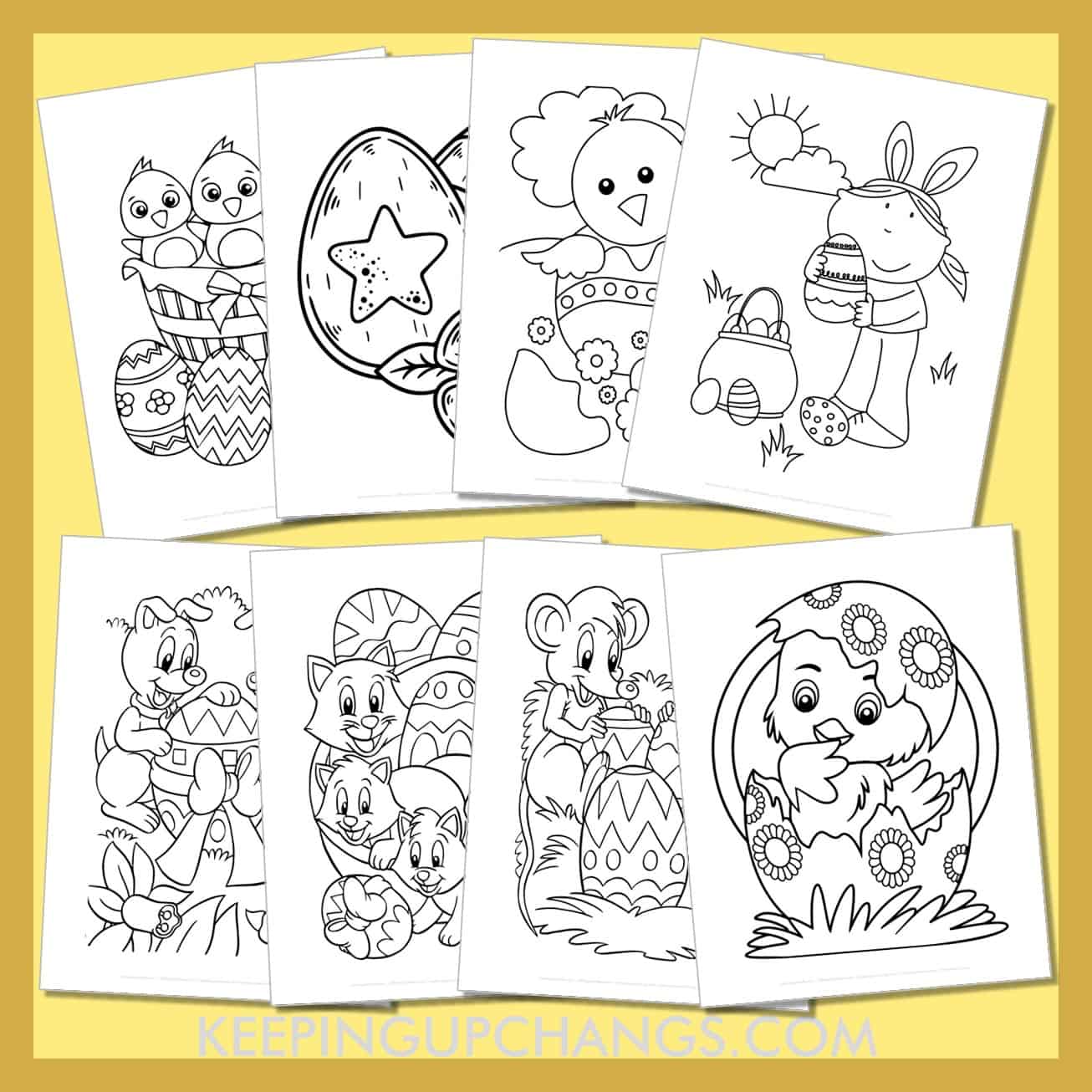 free easter pictures to color for toddlers, kids, adults.