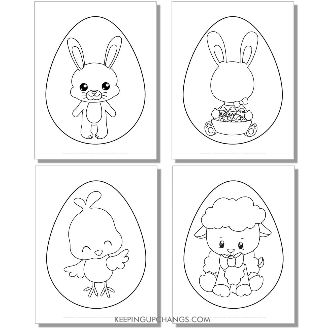 free large surprise easter egg craft bunny rabbit, chick, lamb.