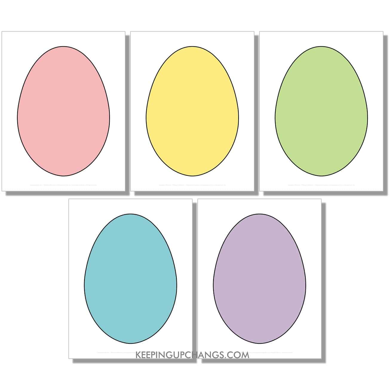 flarge, full page blank colored easter egg template, outline, stencil.