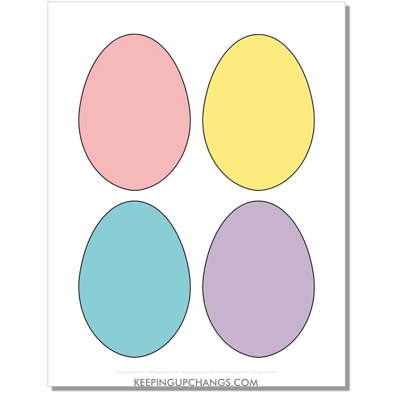 free medium blank colored easter egg template, outline, stencil.