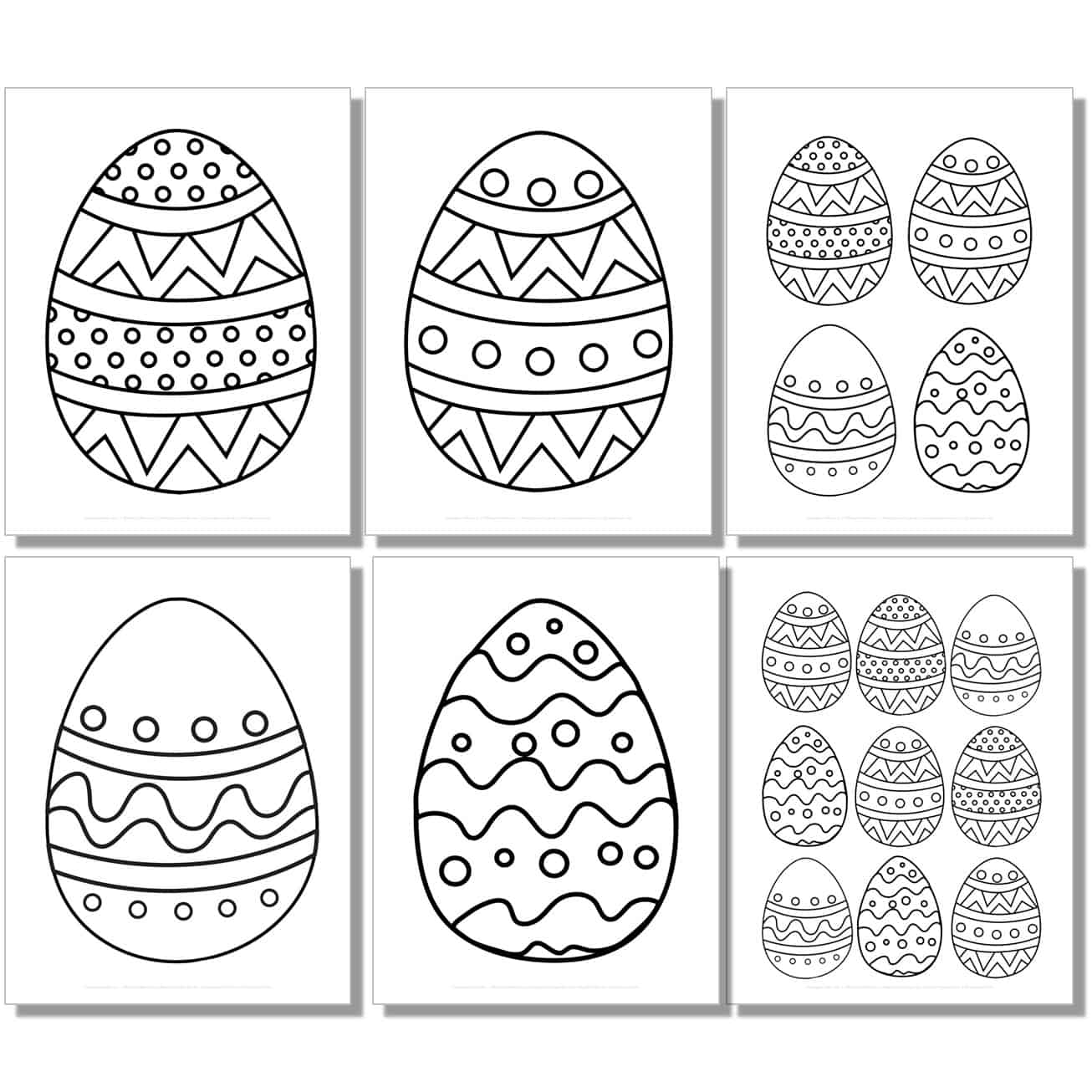 large, medium, small detailed patterned easter egg templates, outlines, stencils.