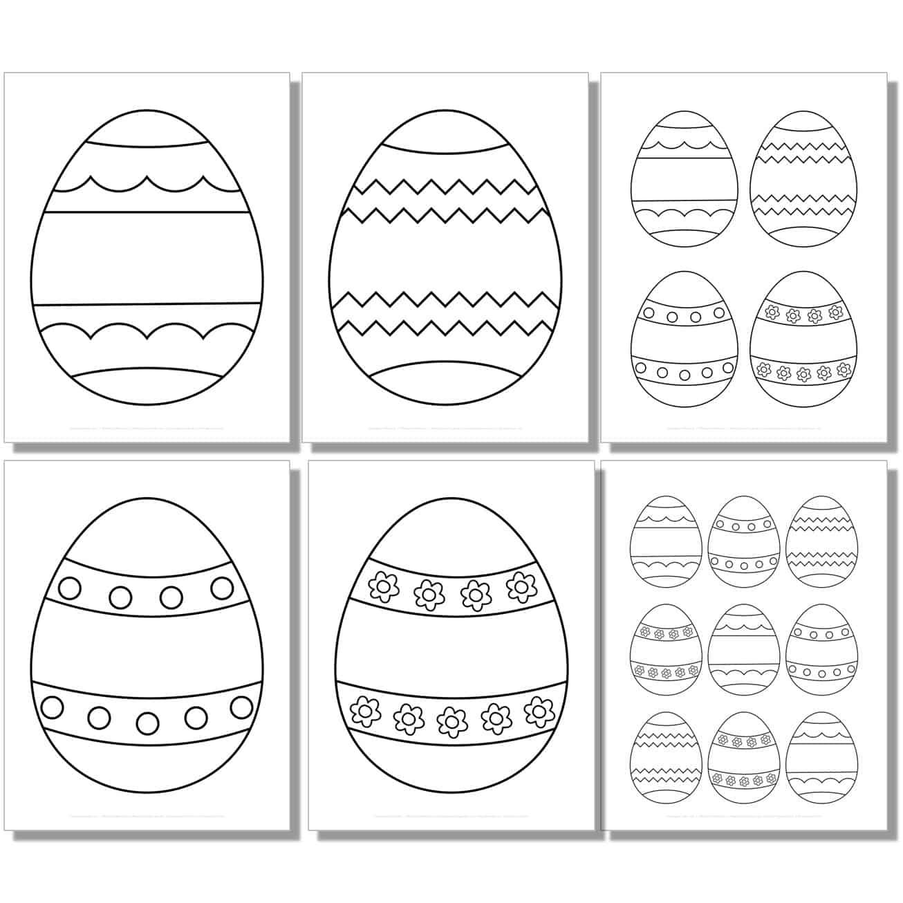 large, medium, small easter egg label templates, outlines, stencils.