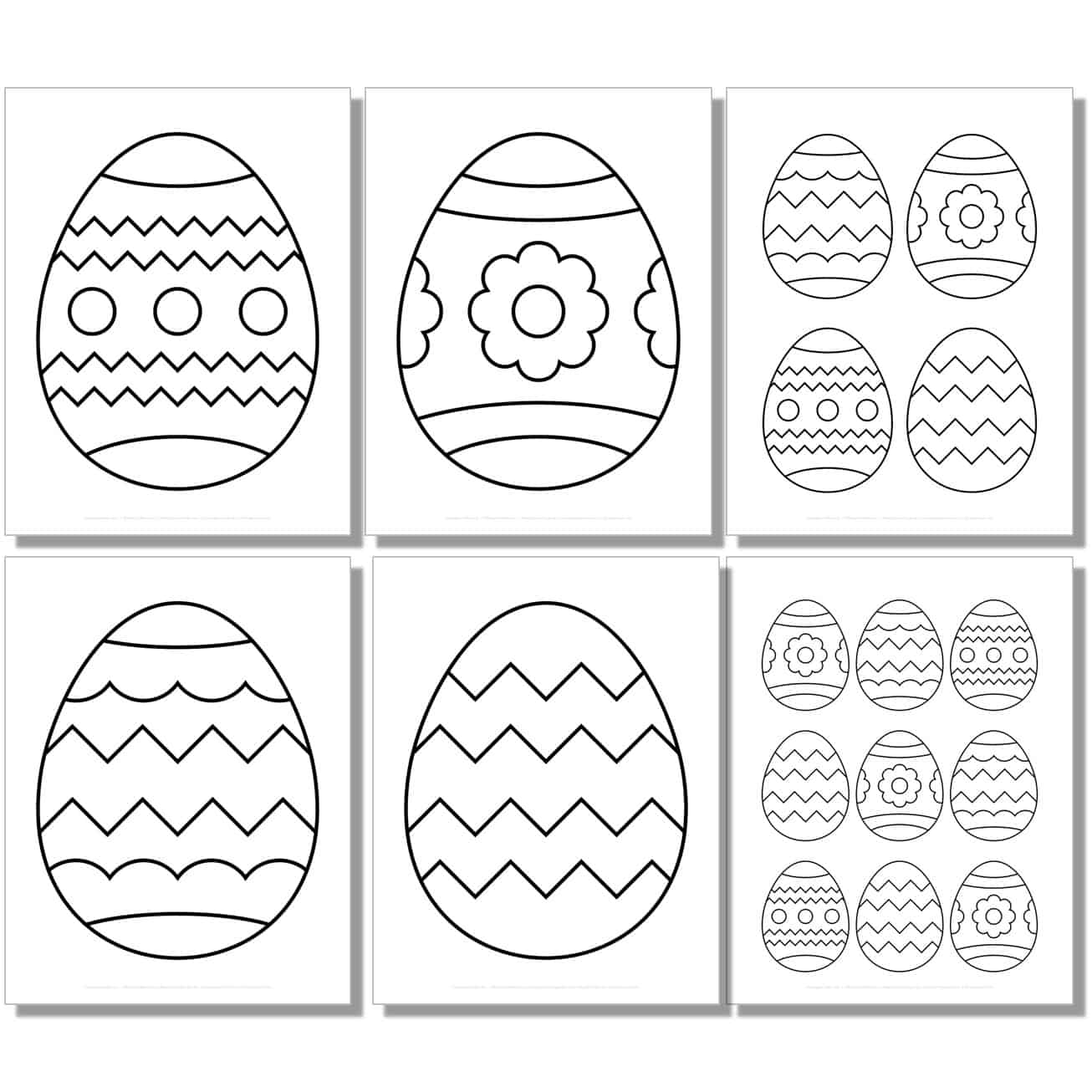 large, medium, small easy patterned easter egg templates, outlines, stencils.