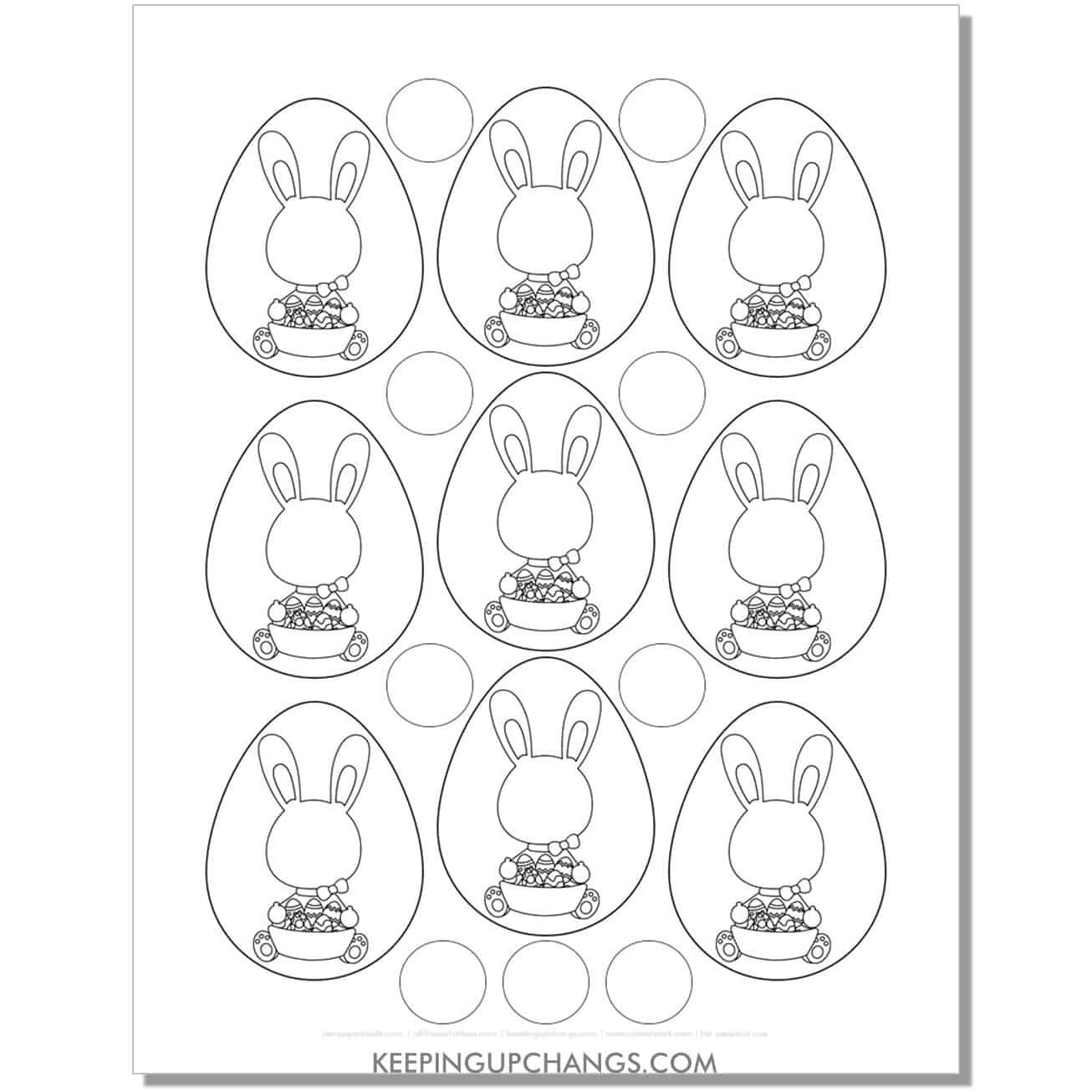 free small, mini surprise easter egg craft bunny rabbit with blank face for kid picture.