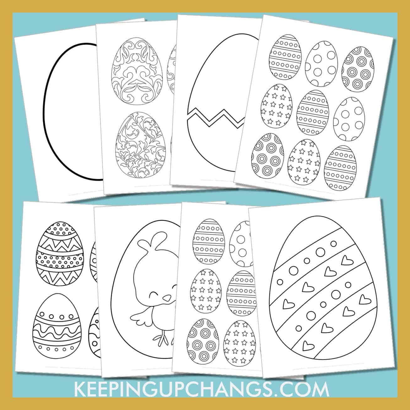 easter egg outline, template, blank cut out stencils for crafts.