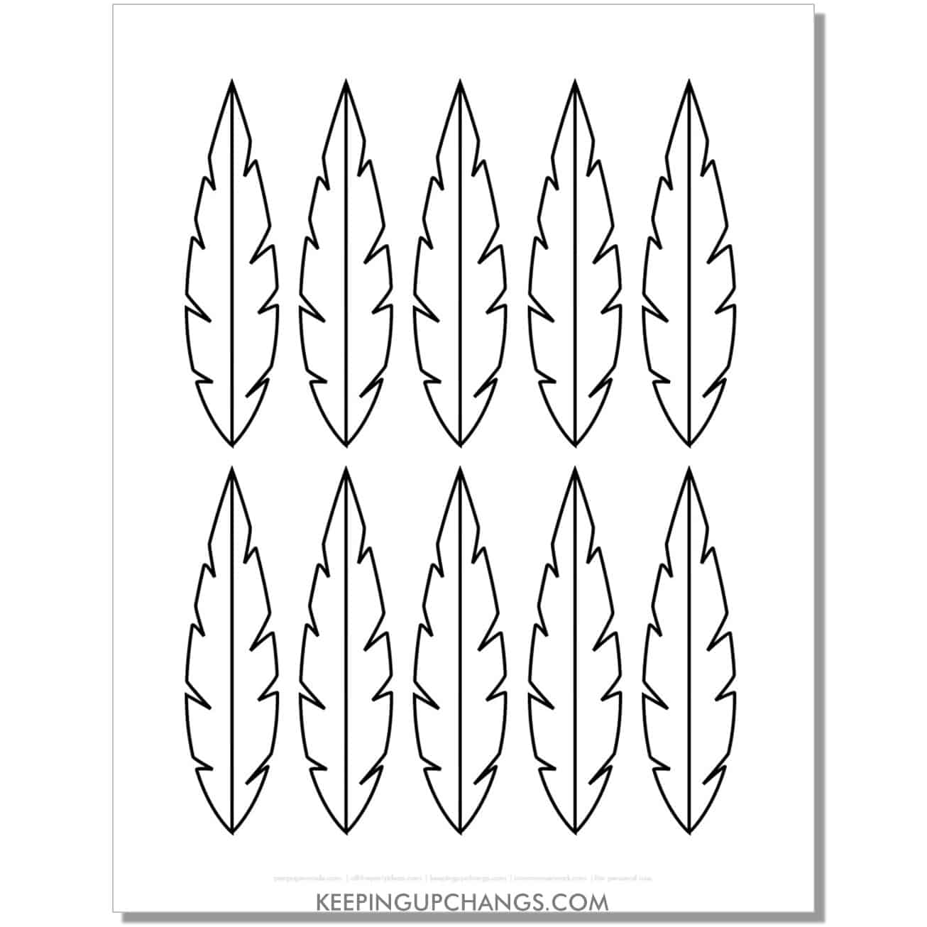 free indian feather template, stencil, outline.