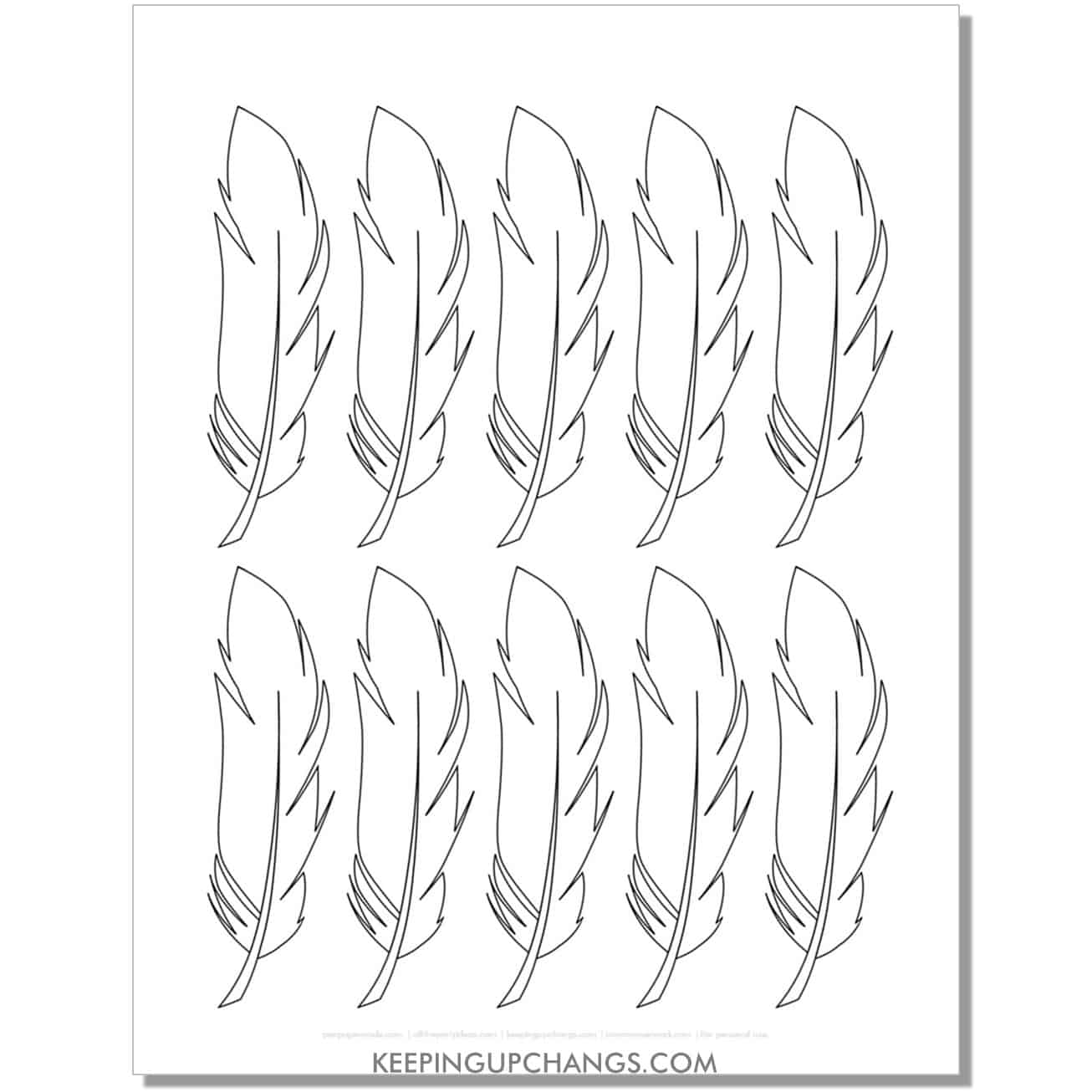 free soft feather template, stencil, outline.