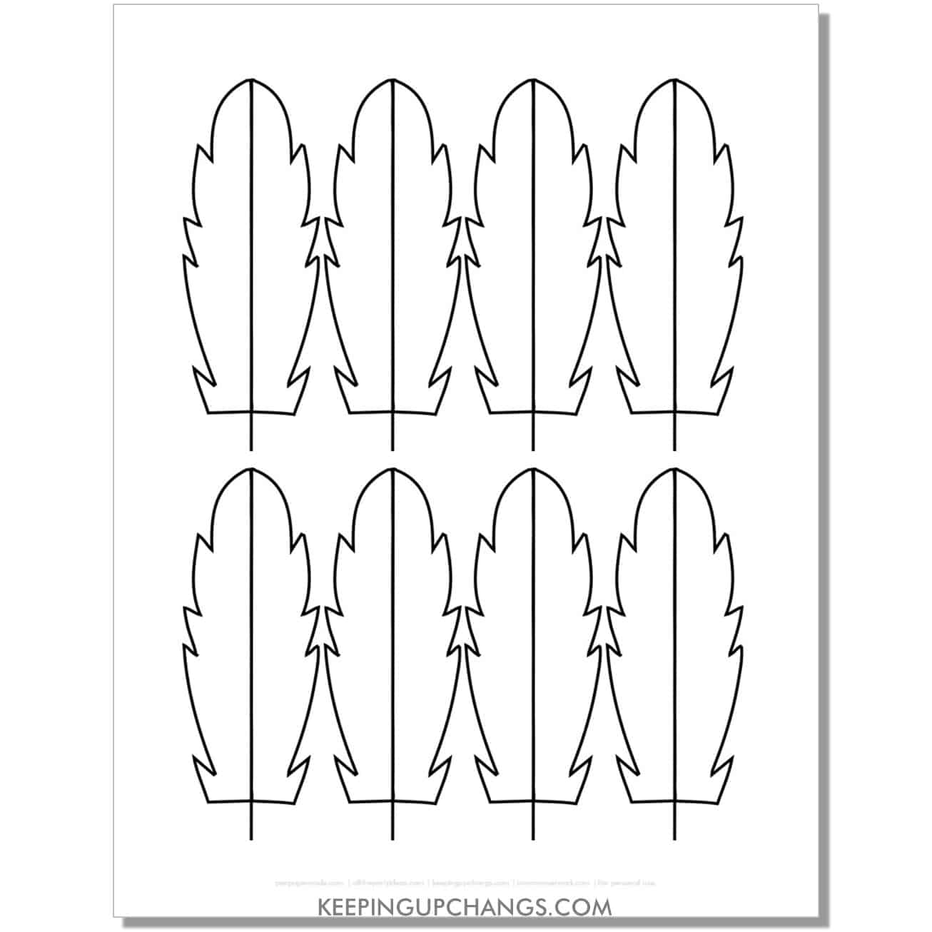 free round top feather template, stencil, outline.