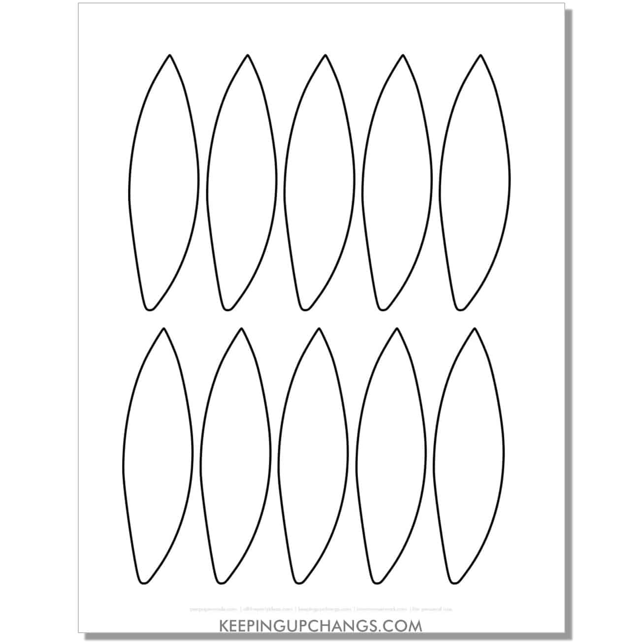 free simple leaf feather template, stencil, outline.