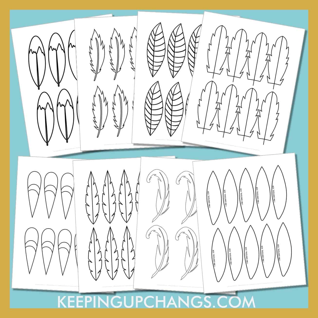 feather outline template stencils.