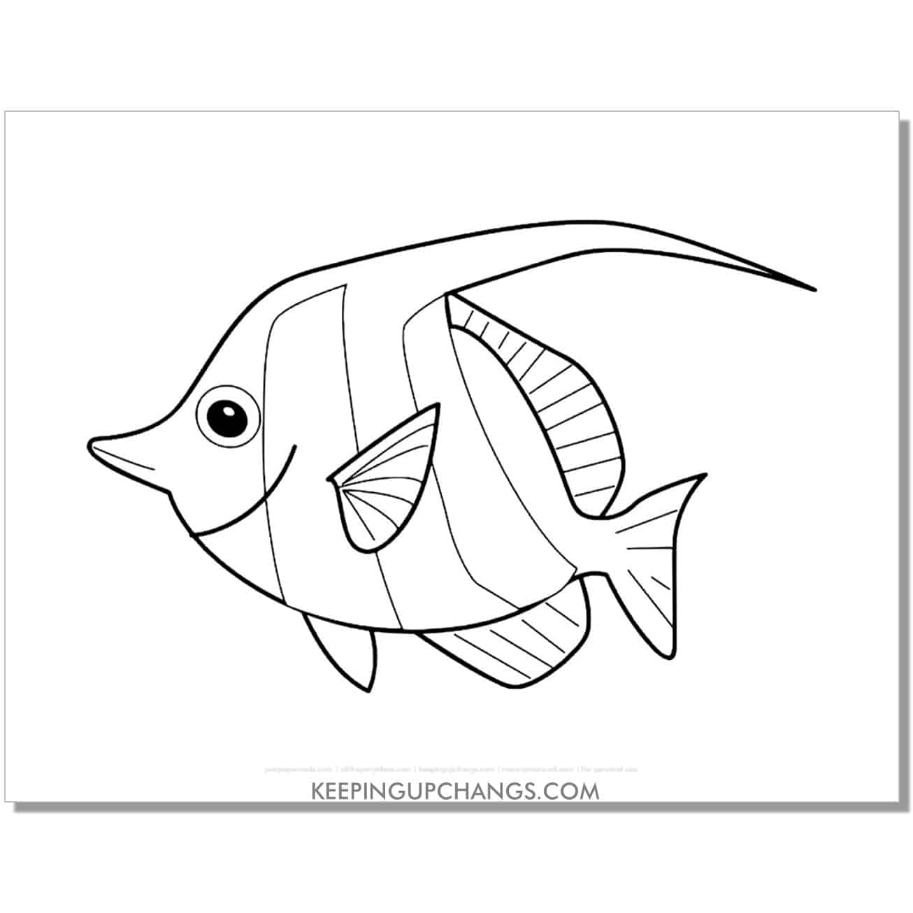 free diamond shaped fish coloring page, sheet.