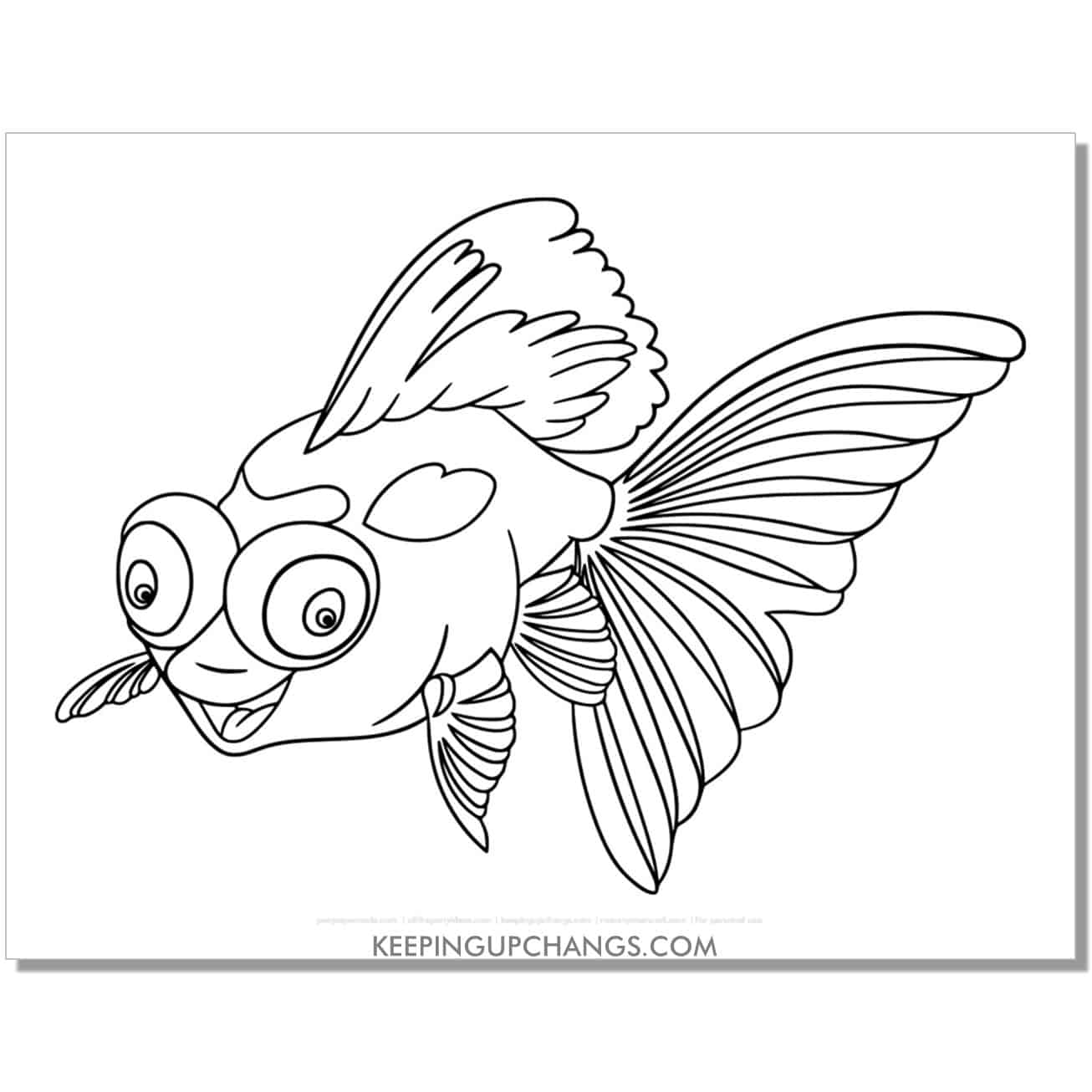 free bulging eye fish coloring page, sheet.