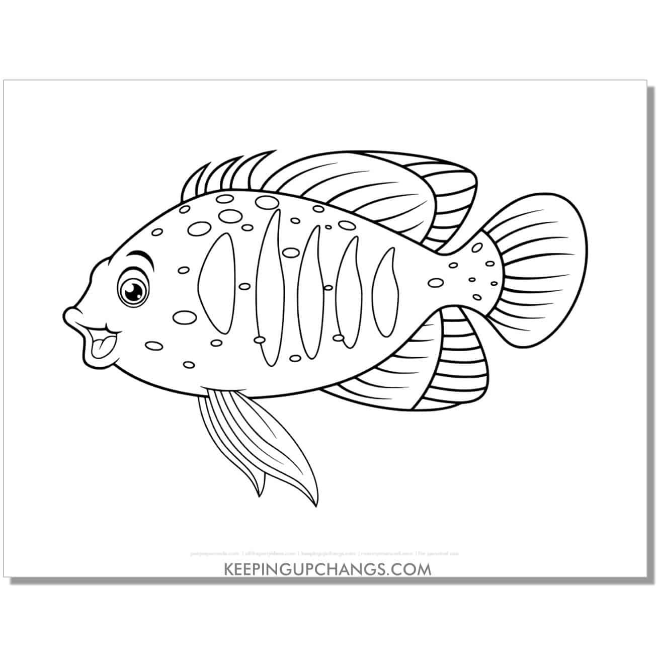 free spotted gills coloring page, sheet.