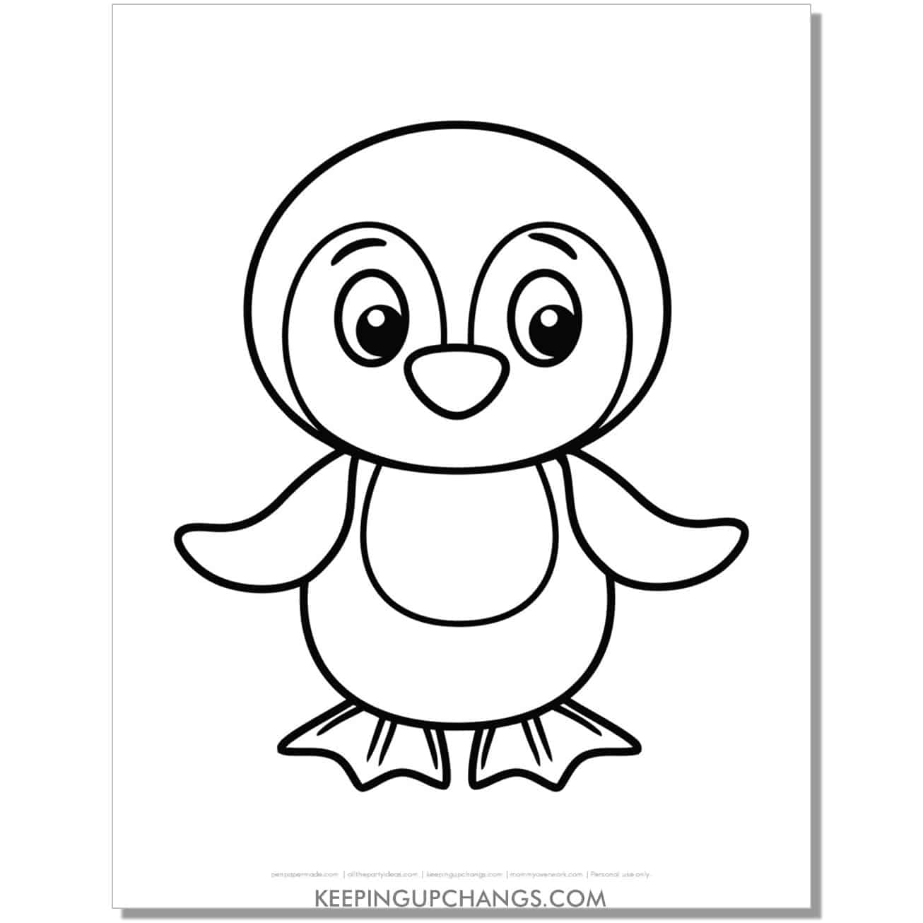 free baby penguin coloring page.