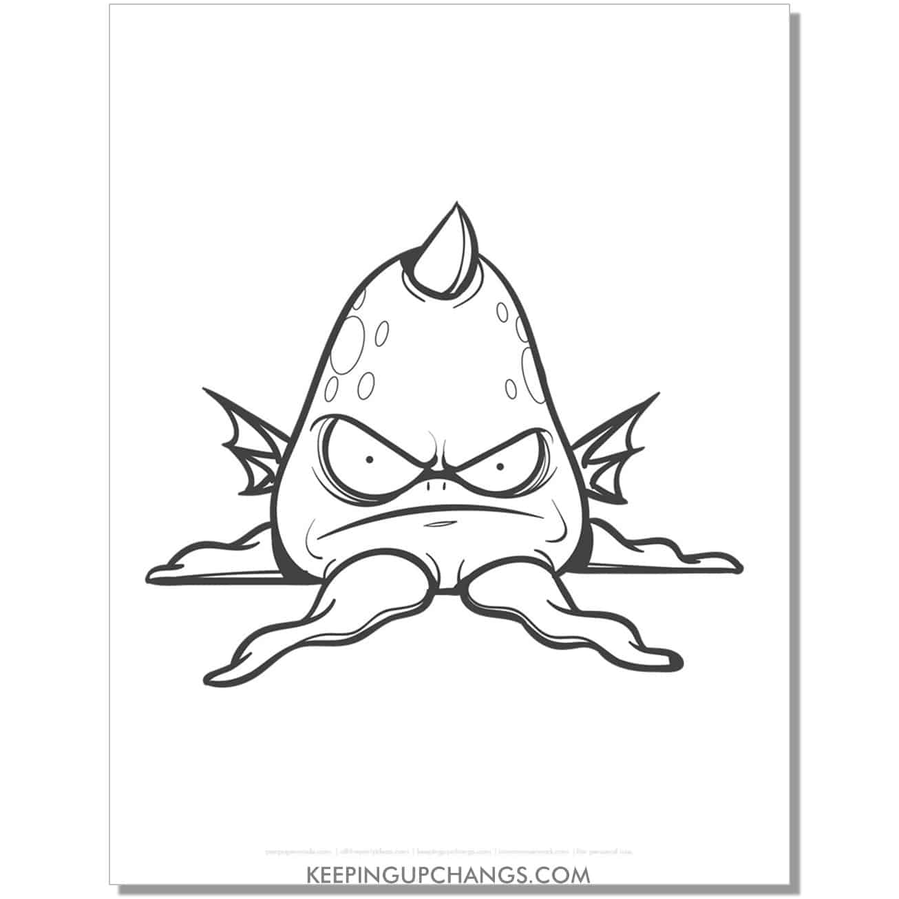 free angry sea monster coloring page.