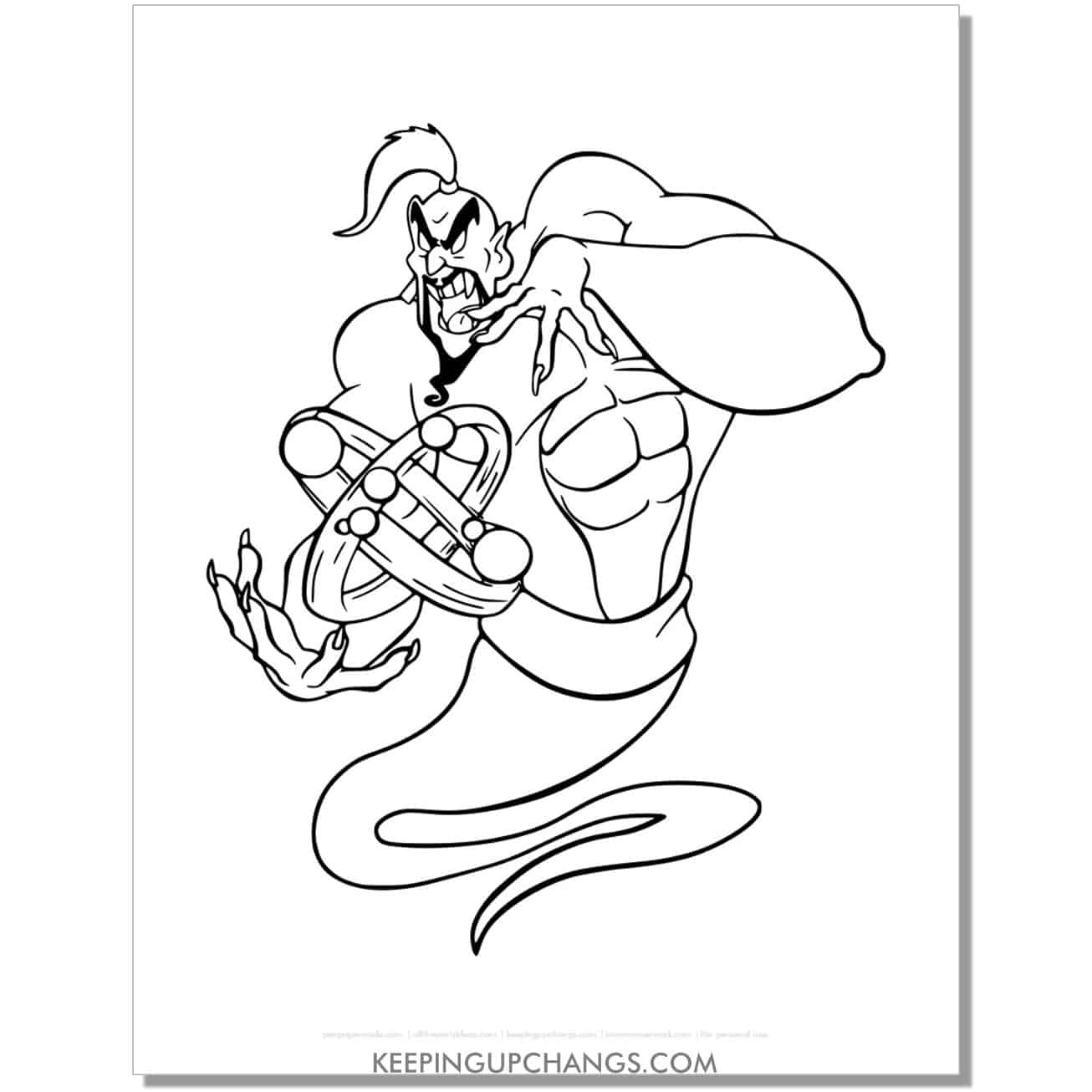 aladdin bad genie jafar coloring page, sheet.