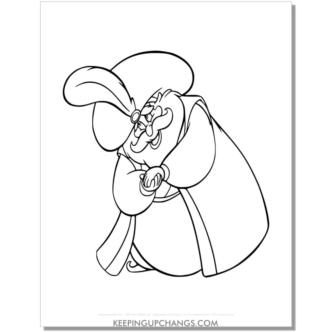 aladdin sultan taking a bow coloring page, sheet.