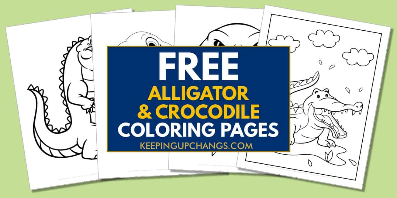 spread of alligator, crocodile coloring pages, sheets.