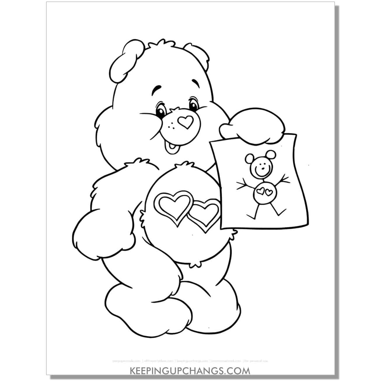 love a lot bear drawing care bear coloring page, sheet.
