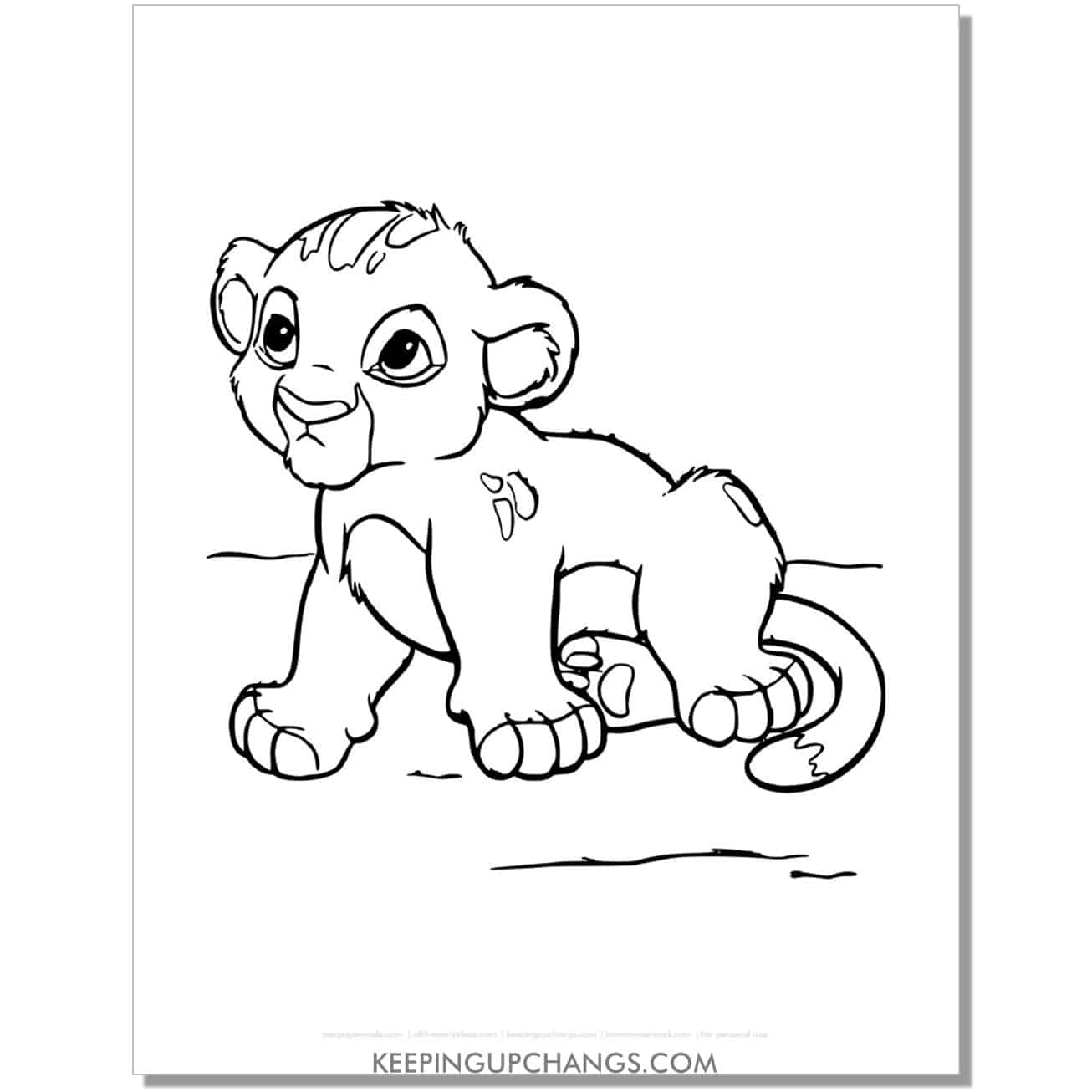 baby simba lion king coloring page, sheet.